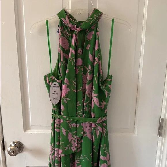 Scoop for Walmart Floral Green Midi Halter Dress - Picture 3 of 5